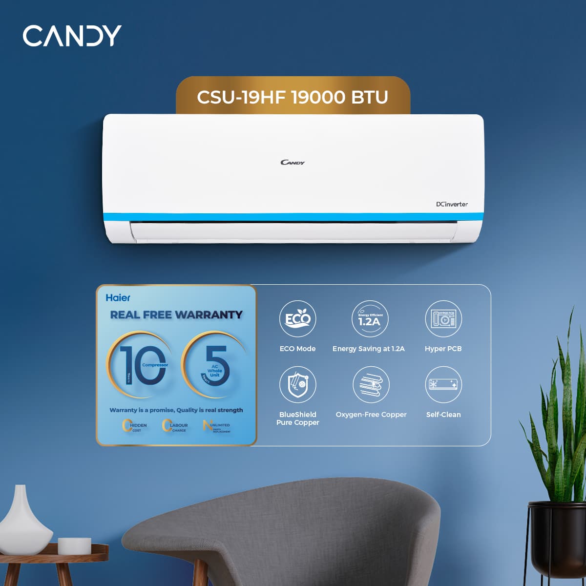 CSU-19HF - 1.5 Ton Heat & Cool DC Inverter - 19000 BTU