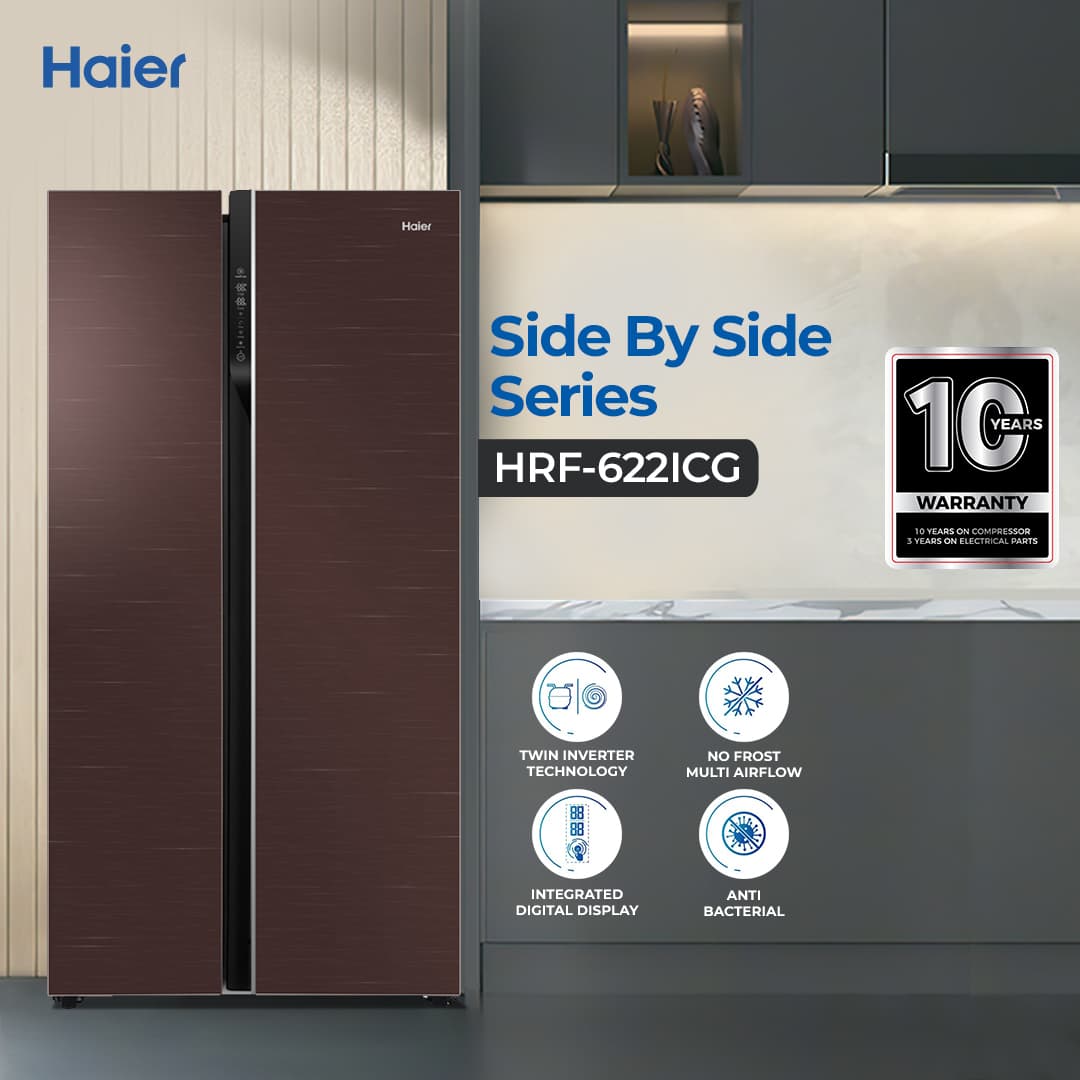 HRF-622ICG - 22CFT - Side by Side Digital Inverter Refrigerator
