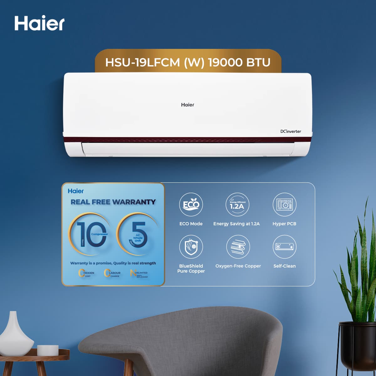 HSU-19LFCM- 1.5 Ton- Cool Only Inverter Series Air Conditioner
