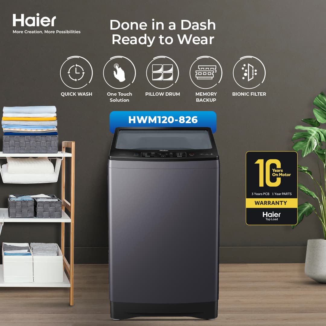 HWM120-826 - 12KG Top Load Fully Automatic Washing Machine